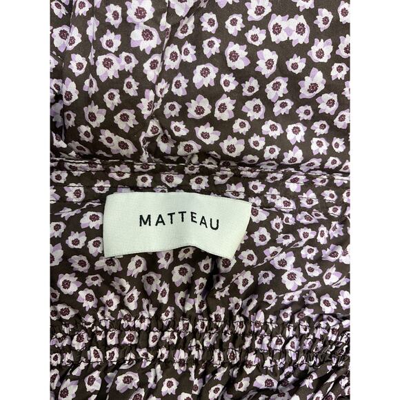 Matteau 'Shirred' Blue Peasant Mini Dress Size 3 - Picture 4 of 5